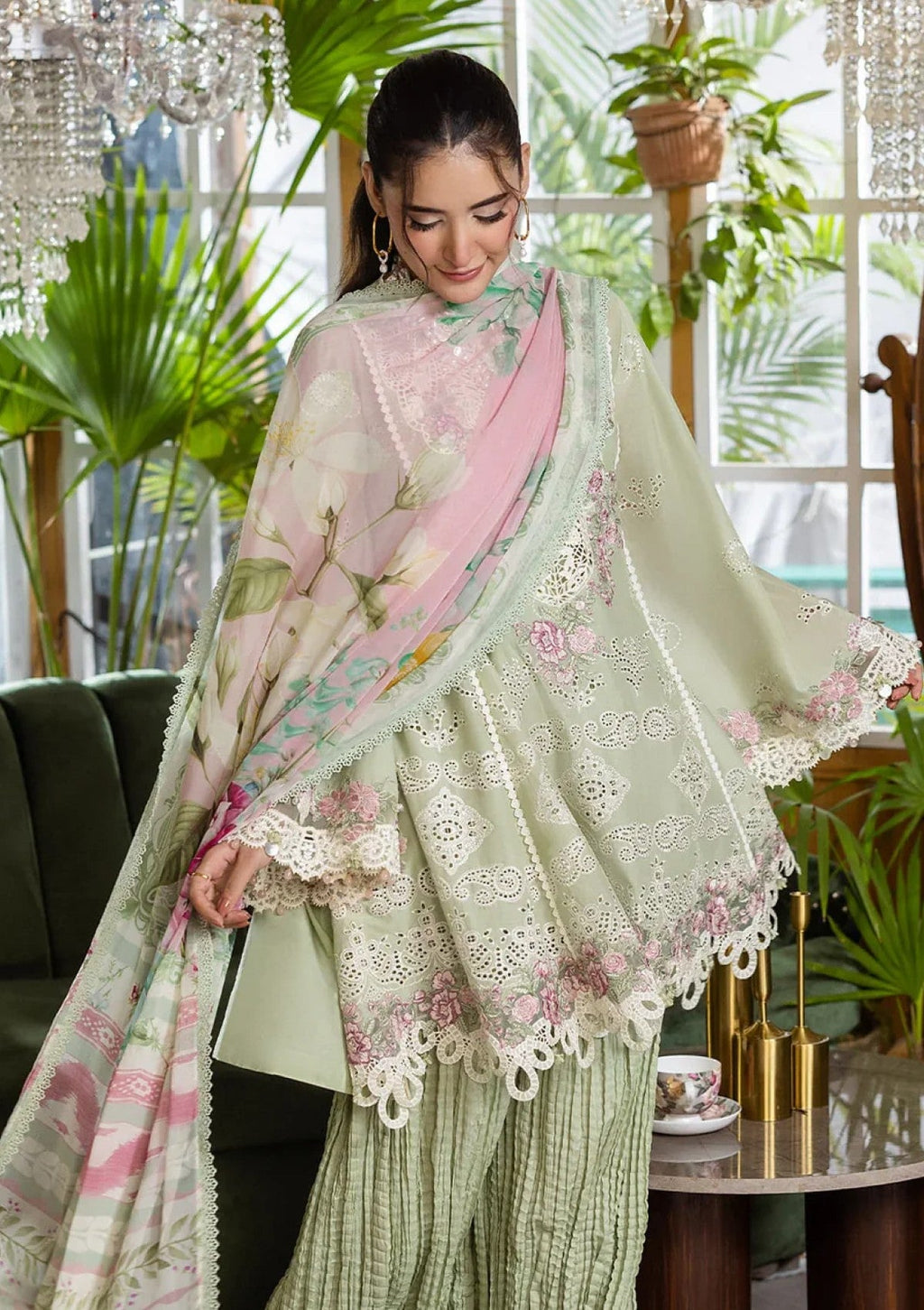 Shop the Maria B luxury lawn cotton 3-piece suit with heavy multi-head embroidery and a ready-to-wear Swiss voile dupatta with 4-side embroidery. Order now from IZ Pattern and Place.