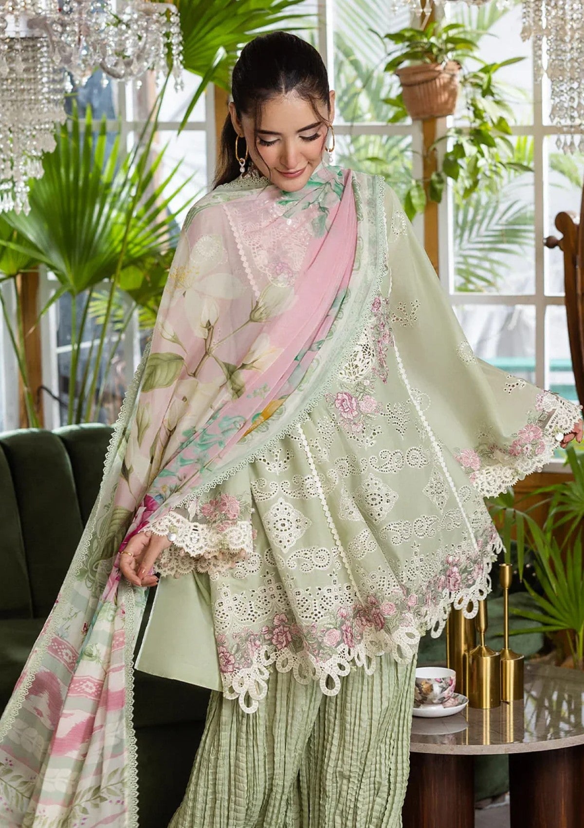 Shop the Maria B luxury lawn cotton 3-piece suit with heavy multi-head embroidery and a ready-to-wear Swiss voile dupatta with 4-side embroidery. Order now from IZ Pattern and Place.