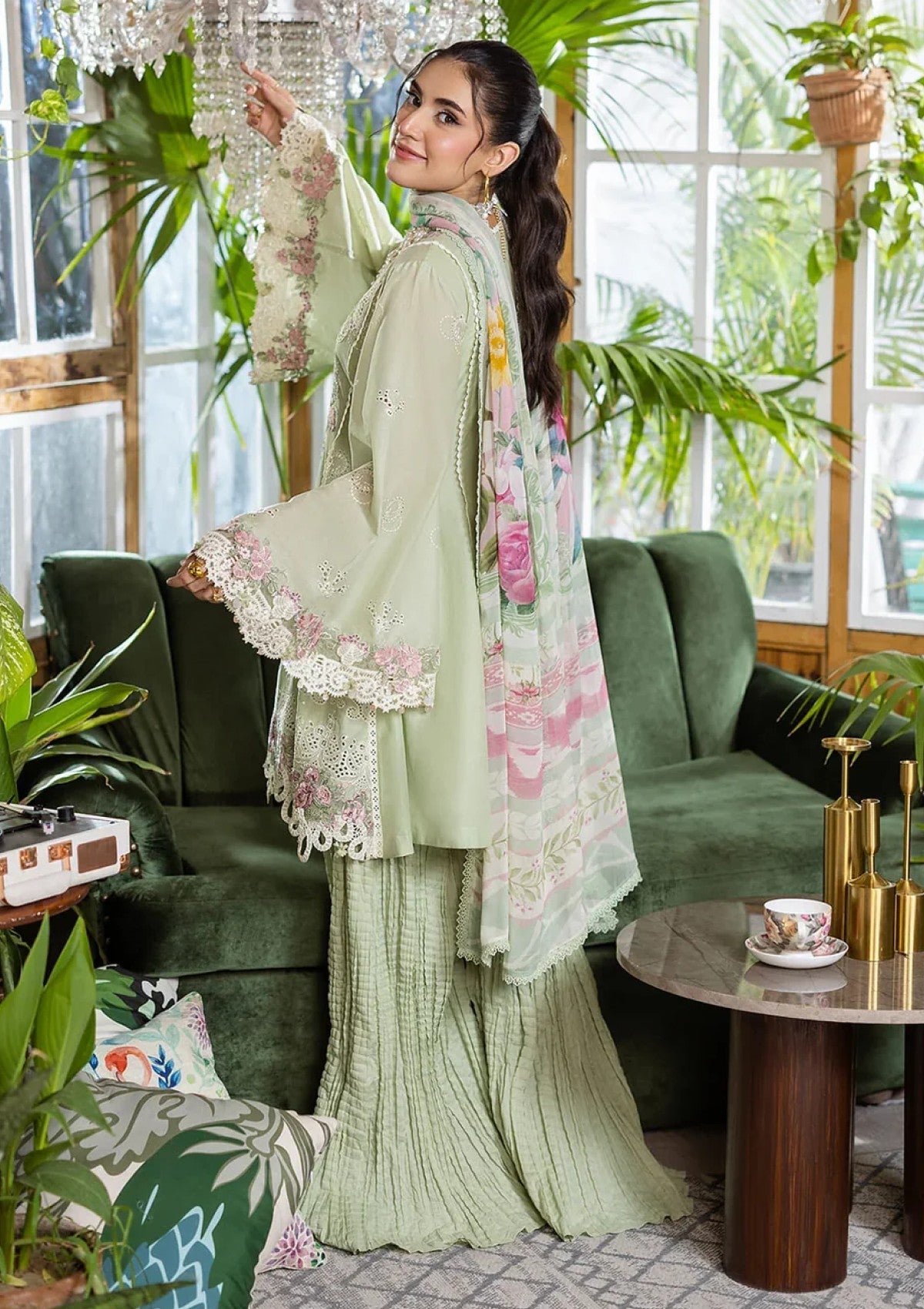 Shop the Maria B luxury lawn cotton 3-piece suit with heavy multi-head embroidery and a ready-to-wear Swiss voile dupatta with 4-side embroidery. Order now from IZ Pattern and Place.