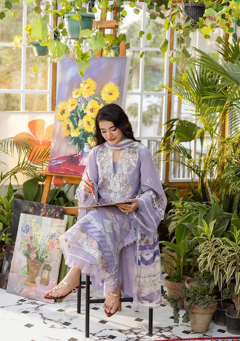 Shop the Maria B luxury lawn cotton 3-piece suit with heavy multi-head embroidery and a ready-to-wear Swiss voile dupatta with 4-side embroidery. Order now from IZ Pattern and Place.