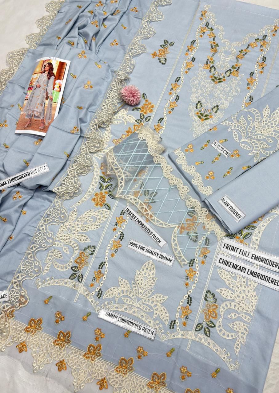 Aneela 9022 Dhanak embroidered shawl