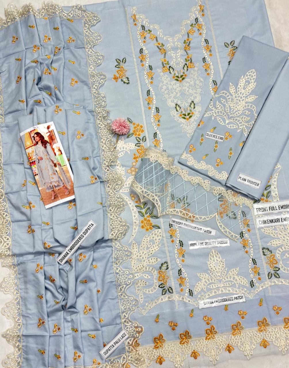 Aneela 9022 Dhanak suit trouser and details