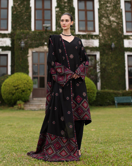 Bareeze NF 1225 heavy embroidered Dhanak suit front