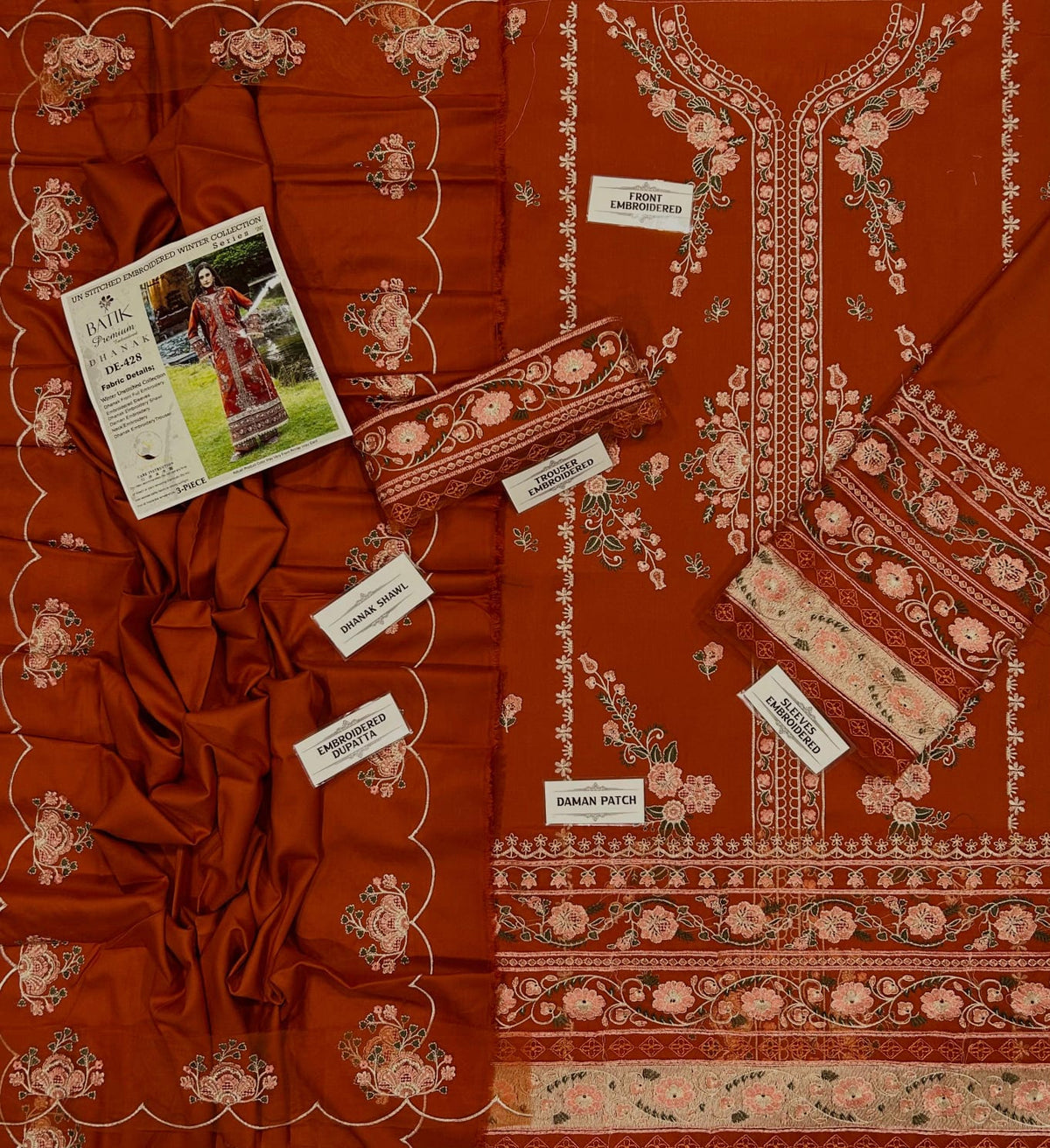 Batik NF 428 luxury Dhanak embroidery detail