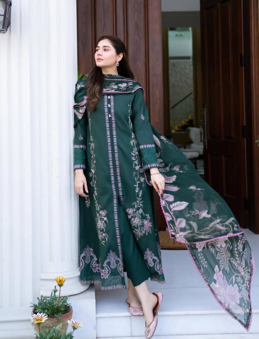 Dure-e-Fishan 3006 embroidered Dhanak suit front