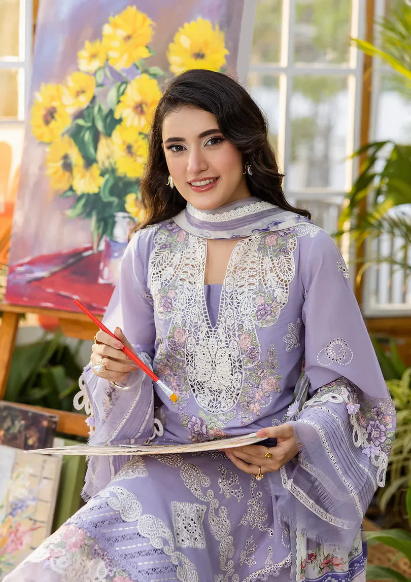 Shop the Maria B luxury lawn cotton 3-piece suit with heavy multi-head embroidery and a ready-to-wear Swiss voile dupatta with 4-side embroidery. Order now from IZ Pattern and Place.