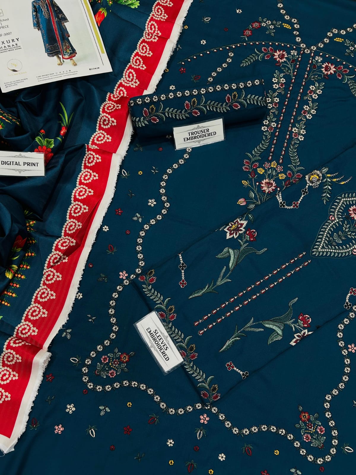 Hussain Rehar NF 3007 Dhanak embroidery detail