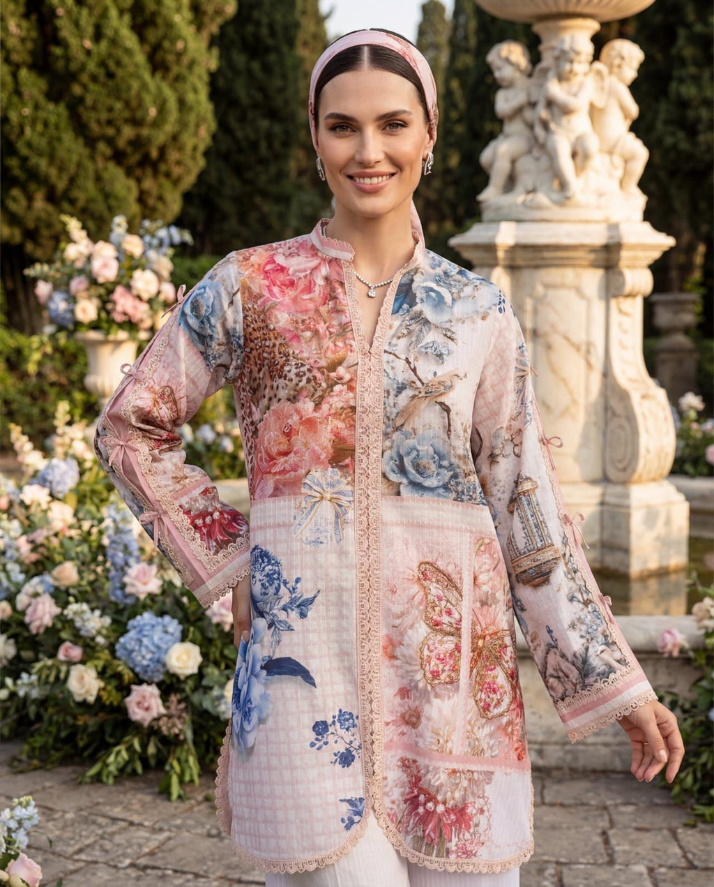 Shop the Ethnic digital printed lawn 2-piece unstitched suit for everyday summer style. Order now from IZ Pattern and Place.
