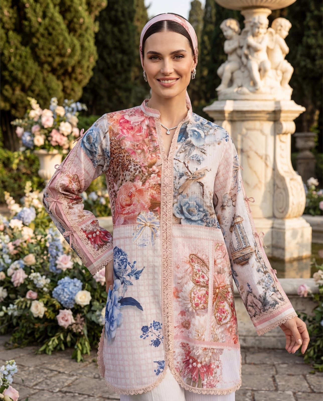 Shop the Ethnic digital printed lawn 2-piece unstitched suit for everyday summer style. Order now from IZ Pattern and Place.