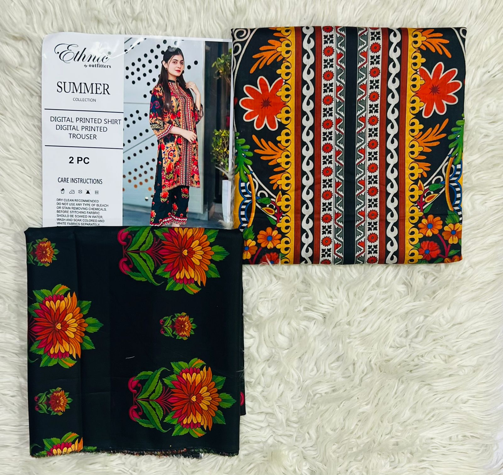 Shop the Ethnic digital printed lawn 2-piece unstitched suit for everyday summer style. Order now from IZ Pattern and Place.