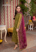Shop the Asim Jofa replica chiffon 3-piece suit with satin silk trouser and heavy sequence work. Order now from IZ Pattern and Place.