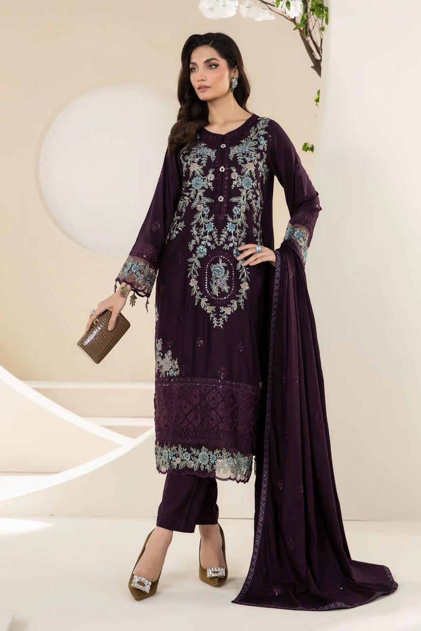 Shop the Maria B Summer Collection lawn cotton embroidered 3-piece suit with ready-to-wear chiffon dupatta. Order now from IZ Pattern and Place.