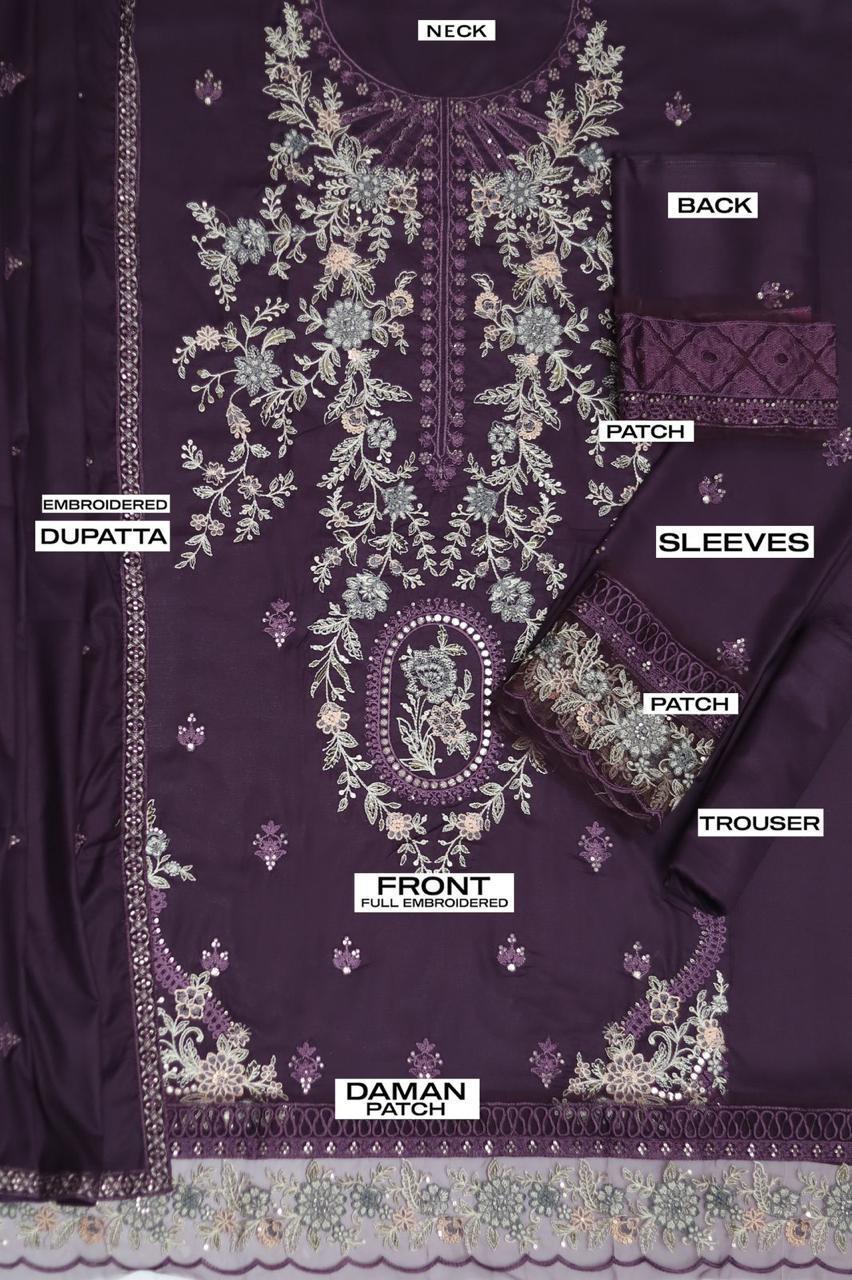 Shop the Maria B Summer Collection lawn cotton embroidered 3-piece suit with ready-to-wear chiffon dupatta. Order now from IZ Pattern and Place.