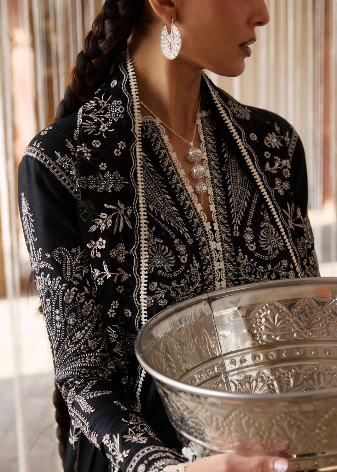Shop the Hussain Rehar Luxury Airjet Lawn embroidered 3-piece suit with lawn voile dupatta. Order now from IZ Pattern and Place.