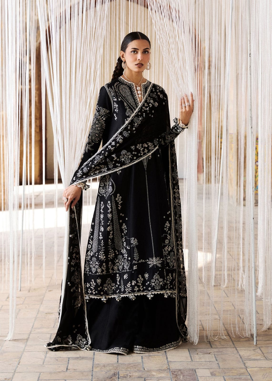 Shop the Hussain Rehar Luxury Airjet Lawn embroidered 3-piece suit with lawn voile dupatta. Order now from IZ Pattern and Place.