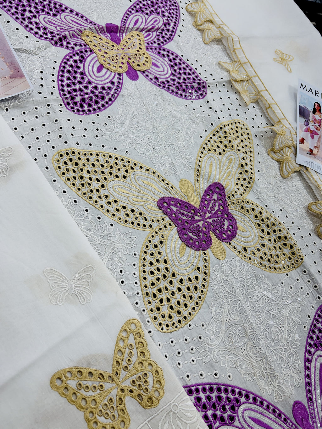 Shop the Maria B Most Demanding Summer Collection 2026 lawn 3-piece suit with Khaadi Net dupatta. Order now from IZ Pattern and Place.
