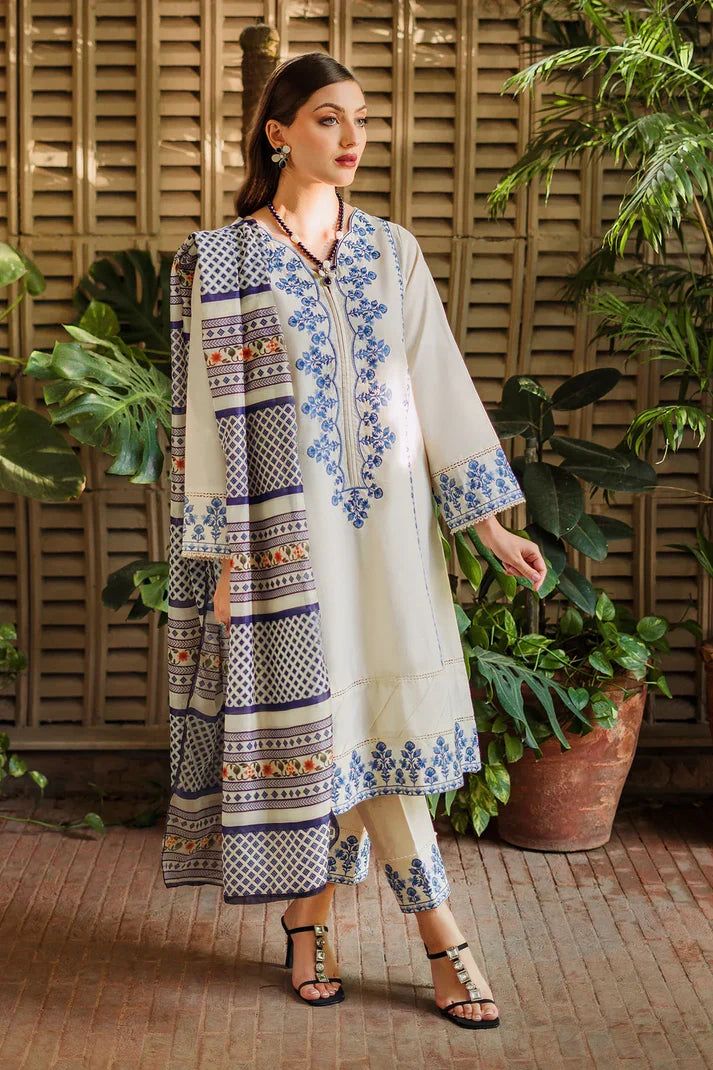 Shop the Zara Shahjahan luxury embroidered lawn suit with digital diamond print dupatta. Order now from IZ Pattern and Place.