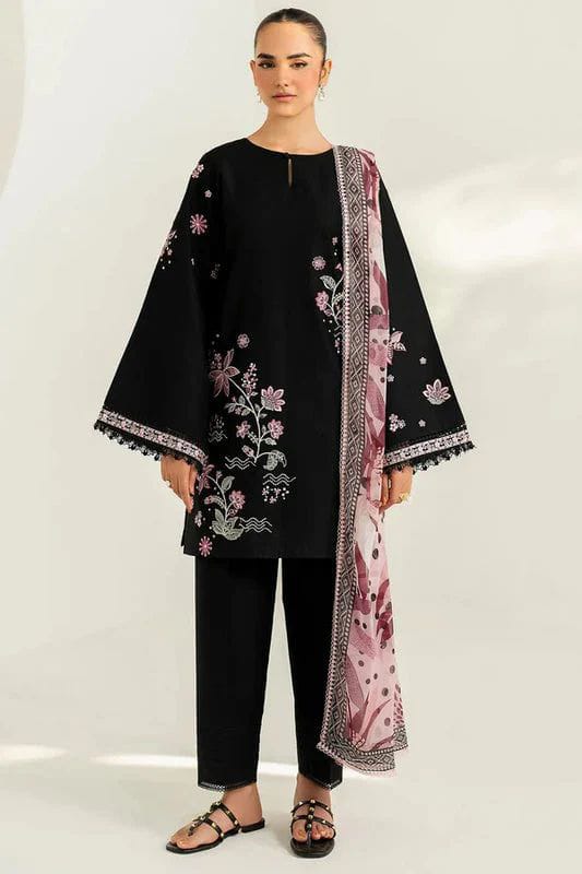 Order the Farasha Airjet Lawn embroidered suit with printed voile dupatta from IZ Pattern and Place today.