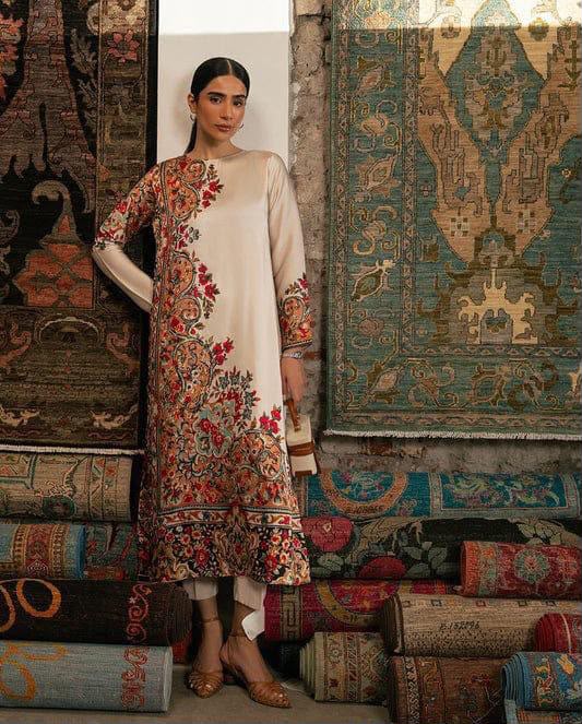 Shop the Maria B Digital Printed Silk 3-piece unstitched suit with matching silk dupatta. Order now from IZ Pattern and Place.