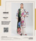 Shop the Nishat digital printed lawn 3-piece unstitched suit with chiffon dupatta, digital printed trouser, and embroidered organza detailing. Order now from IZ Pattern and Place.