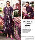 Shop the Maria B digital printed lawn 3-piece unstitched suit with chiffon dupatta, digital printed trouser, and embroidered organza detailing. Order now from IZ Pattern and Place.