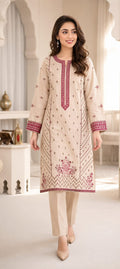Shop the embroidered lawn 2-piece unstitched suit with heavy embroidered front and sleeves. Order now from IZ Pattern and Place.