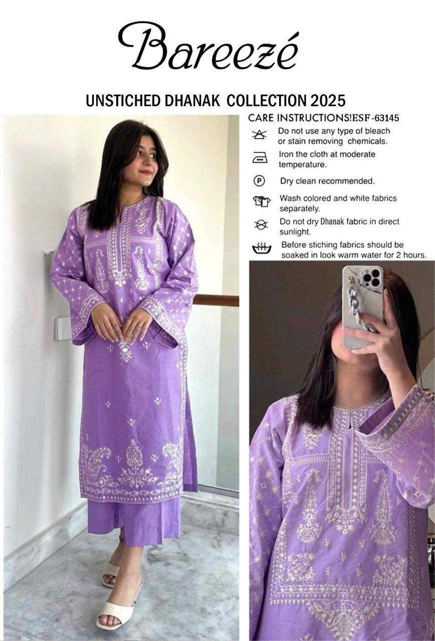 Shop the Bareeze embroidered lawn 2-piece unstitched suit with embroidered front and sleeves. Order now from IZ Pattern and Place.