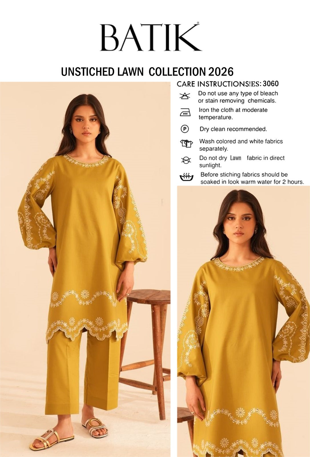 Shop the BATIK embroidered lawn 2-piece unstitched suit with heavy embroidered front and sleeves. Order now from IZ Pattern and Place.