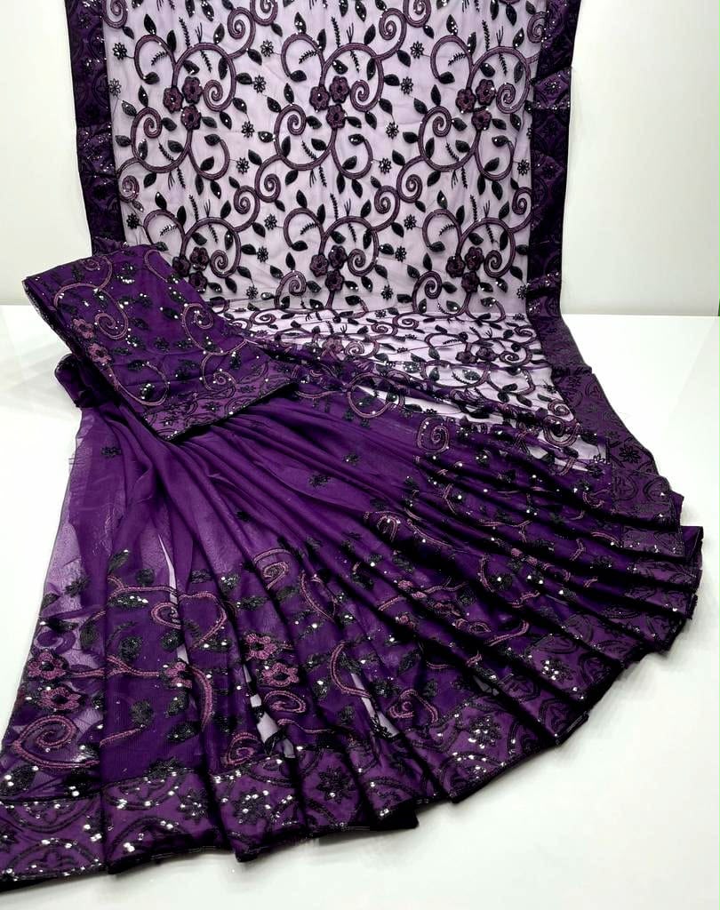Shop the premium Jamawar saree with heavy net embroidered pallu in 6 beautiful colors. Perfect for parties and weddings. Order now from IZ Pattern and Place.