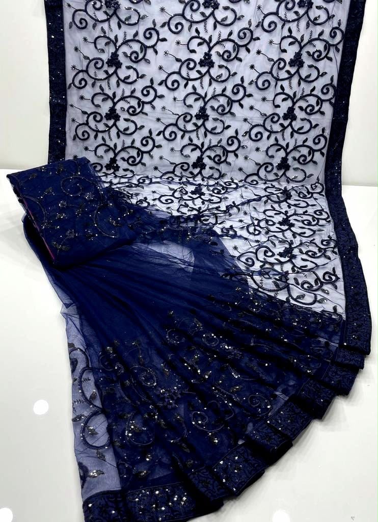 Shop the premium Jamawar saree with heavy net embroidered pallu in 6 beautiful colors. Perfect for parties and weddings. Order now from IZ Pattern and Place.