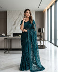 Shop the premium Jamawar saree with heavy net embroidered pallu in 6 beautiful colors. Perfect for parties and weddings. Order now from IZ Pattern and Place.