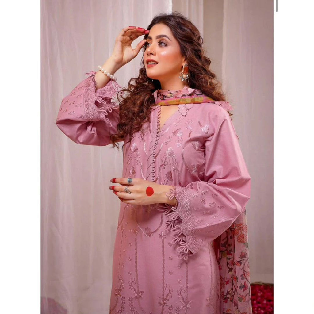 Shop the Zara Shahjahan luxury embroidered Airjet Lawn 3-piece unstitched suit with a soft digital printed Swiss voile dupatta. Order now from IZ Pattern and Place.