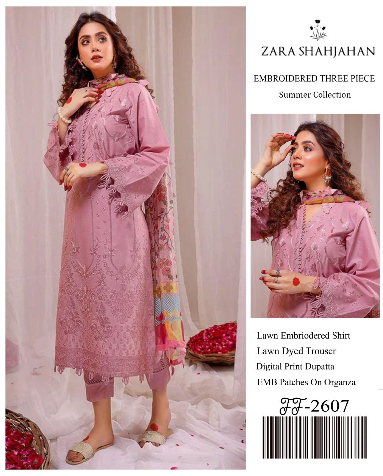Shop the Zara Shahjahan luxury embroidered Airjet Lawn 3-piece unstitched suit with a soft digital printed Swiss voile dupatta. Order now from IZ Pattern and Place.