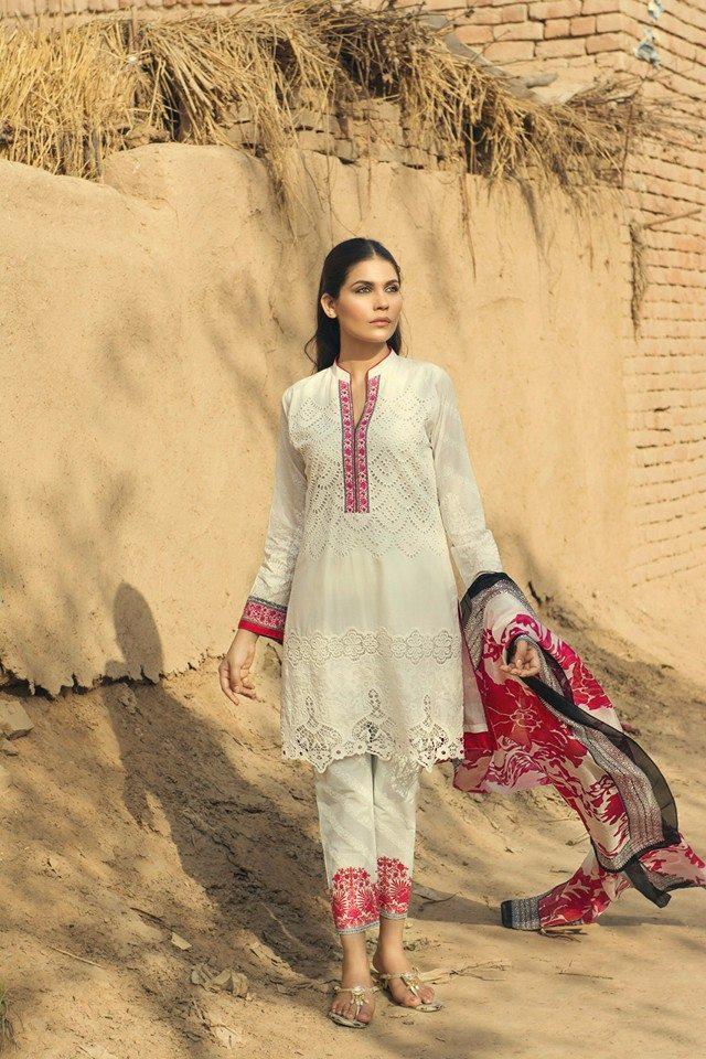 Shop the Sana Safinaz luxury lawn 3-piece unstitched suit with Chicken Kari embroidery and printed diamond silk dupatta. Order now from IZ Pattern and Place.