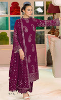 Shop the Asim Jofa luxury lawn 3-piece unstitched suit with embroidered front, sleeves, border, and embroidered chiffon dupatta. Order now from IZ Pattern and Place.