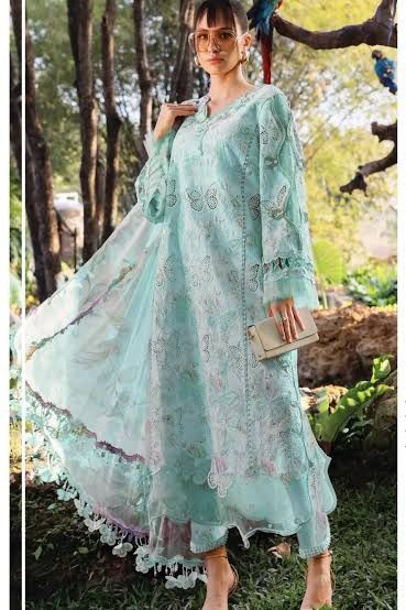 Shop the Maria B luxury lawn 3-piece unstitched suit with Chicken Kari embroidered front, ready-to-wear embroidered chiffon dupatta, and premium lawn fabric. Order now from IZ Pattern and Place.