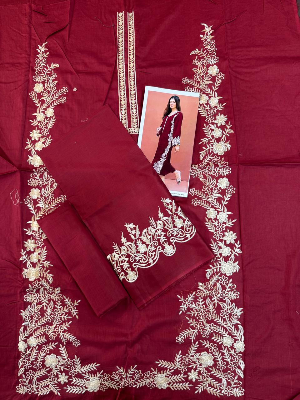 Shop the Maria B Summer Collection lawn 2-piece suit with embroidered front, border, sleeves, and trouser. Order now from IZ Pattern and Place.
