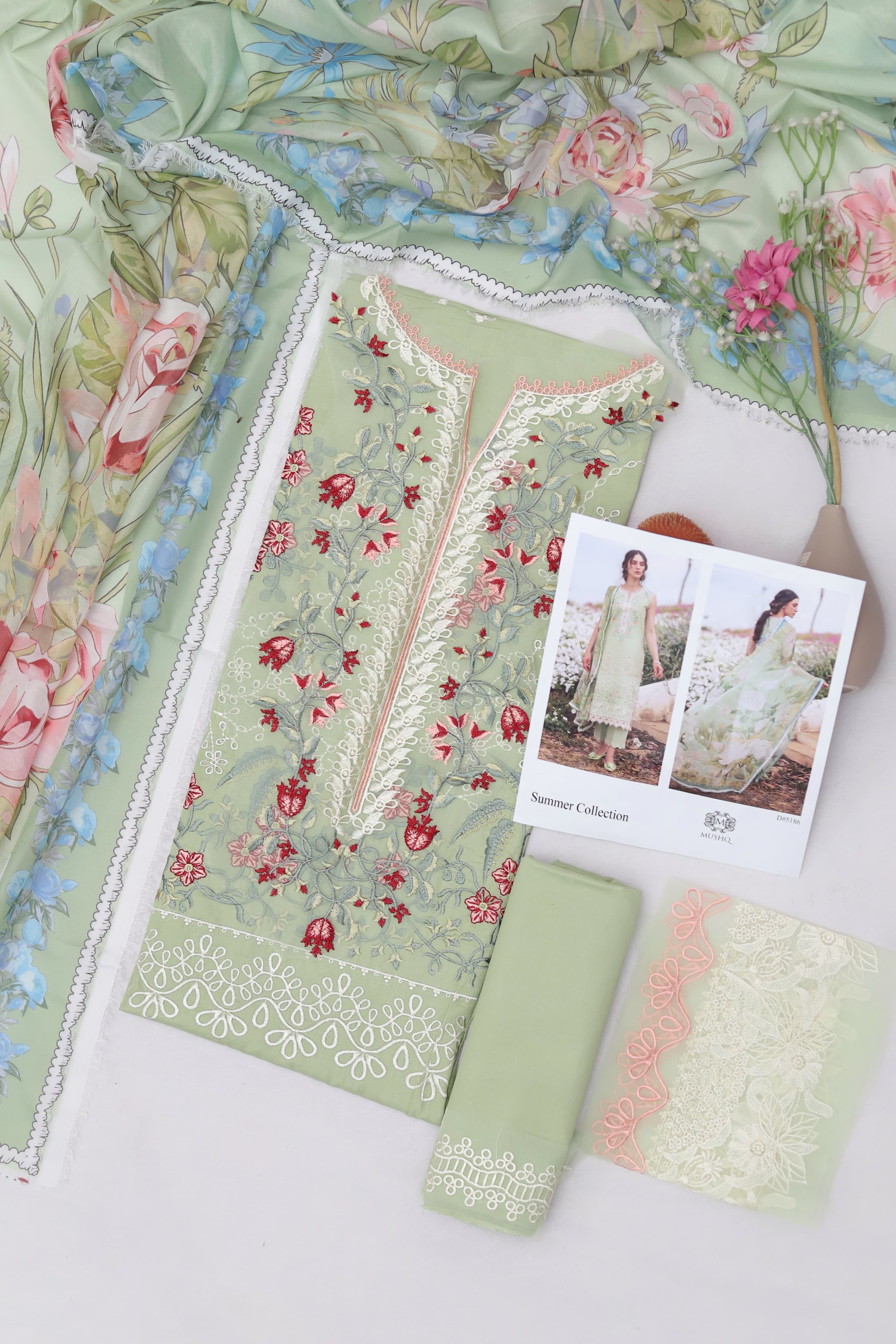 Shop the Maria B luxury lawn 3-piece suit with heavy sequence embroidery, digital print Swiss voile dupatta, and premium lawn fabric. Order now from IZ Pattern and Place.