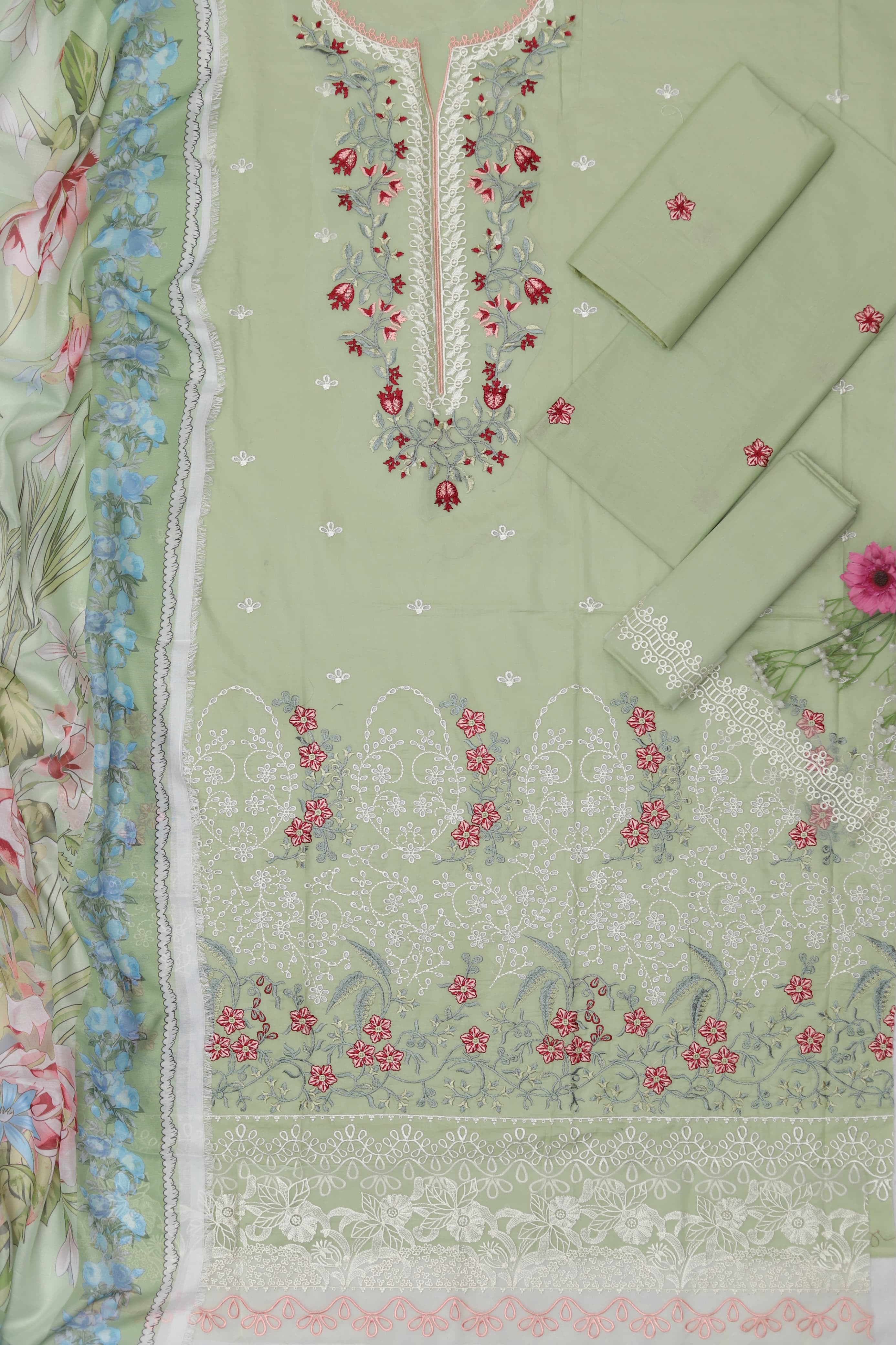 Shop the Maria B luxury lawn 3-piece suit with heavy sequence embroidery, digital print Swiss voile dupatta, and premium lawn fabric. Order now from IZ Pattern and Place.