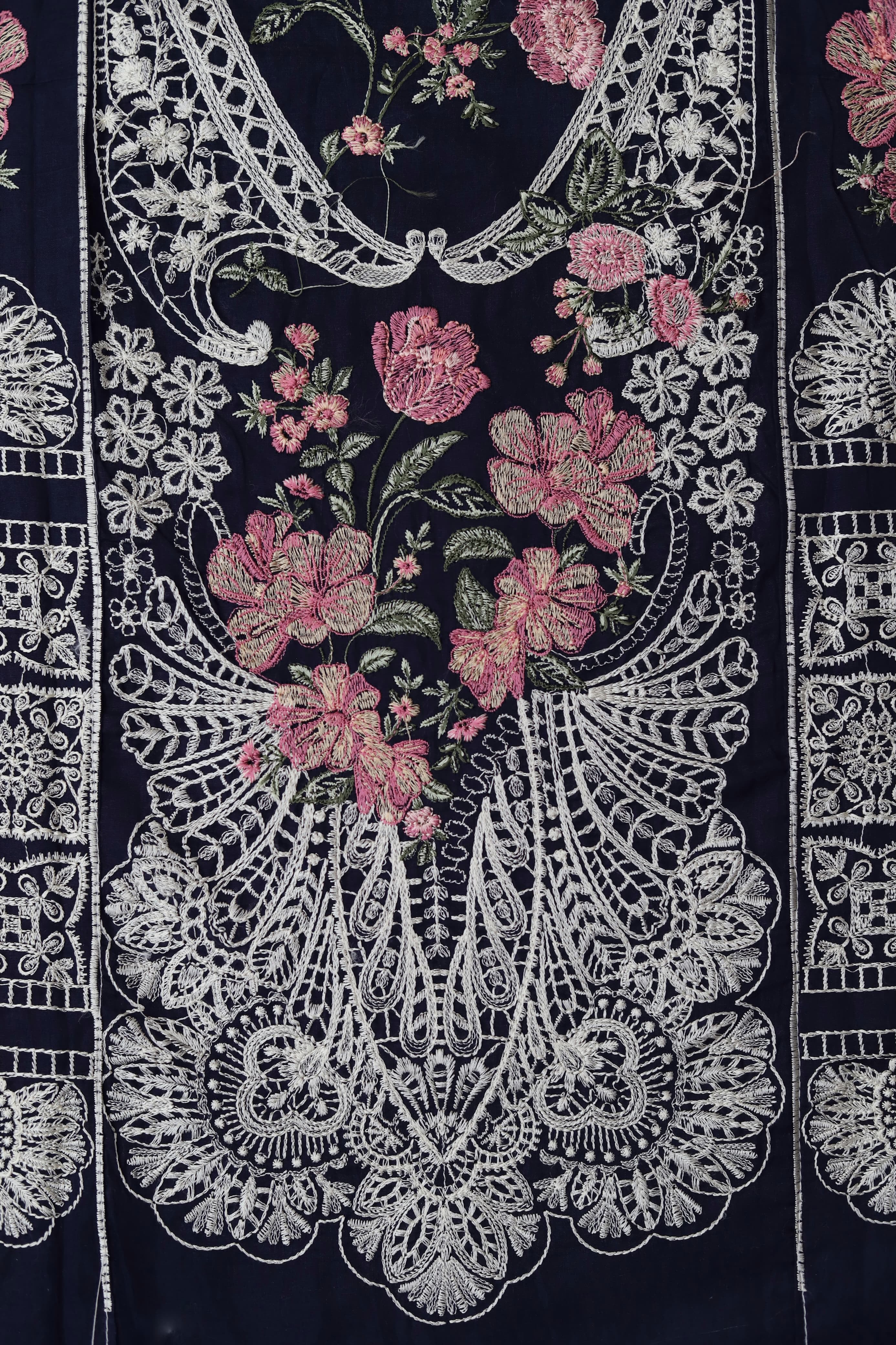 Shop the Maria B Jade luxury lawn 3-piece suit with heavy multi-head embroidery and a ready-to-wear digital print Swiss voile dupatta. Order now from IZ Pattern and Place.