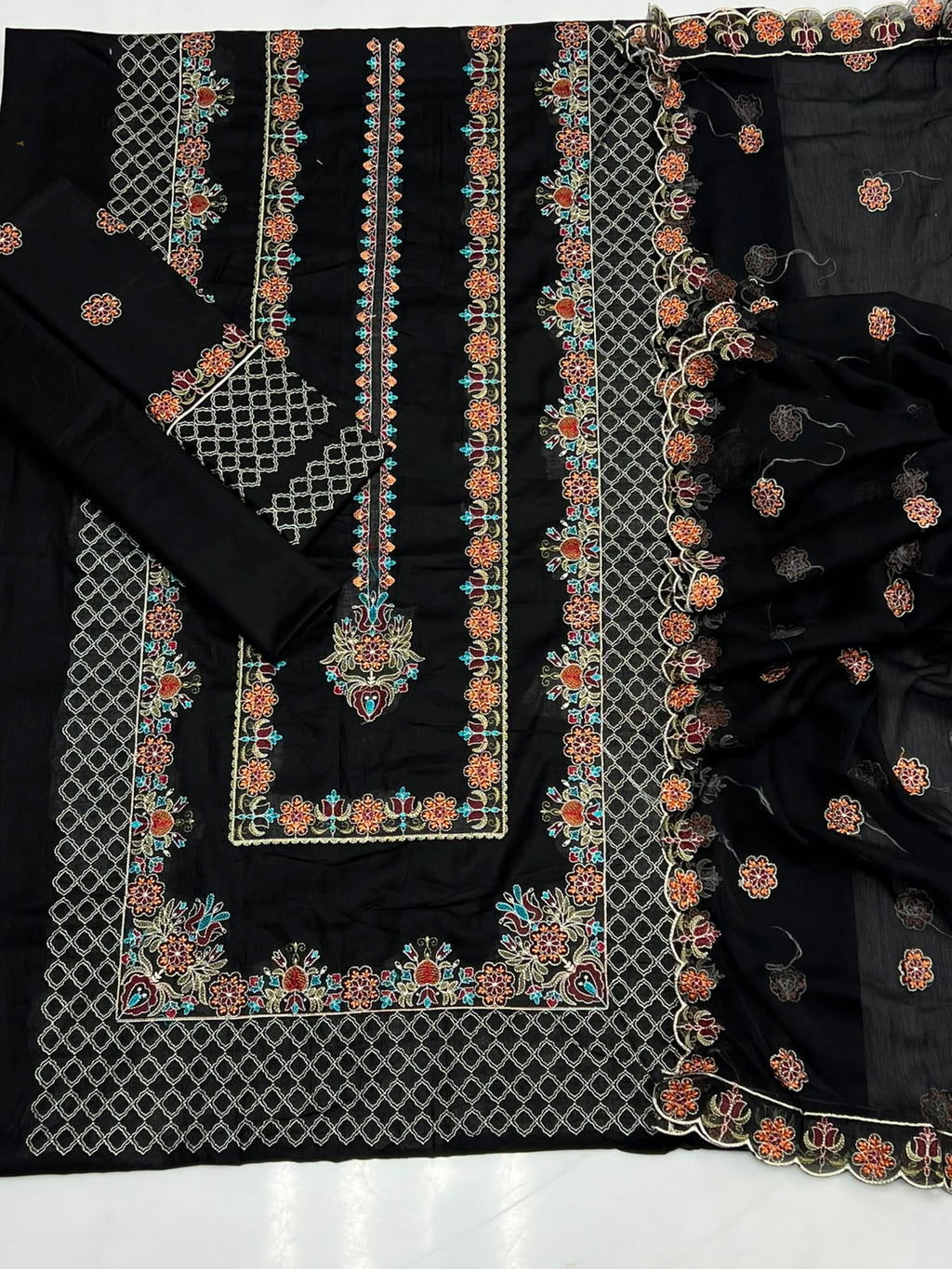 Shop the Breeze Summer Collection 2026 lawn 3-piece suit with heavy embroidery and a ready-to-wear Bamber chiffon cutwork dupatta. Order now from IZ Pattern and Place.