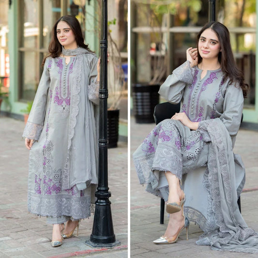 Mushq Dhanak 3003 embroidered suit front