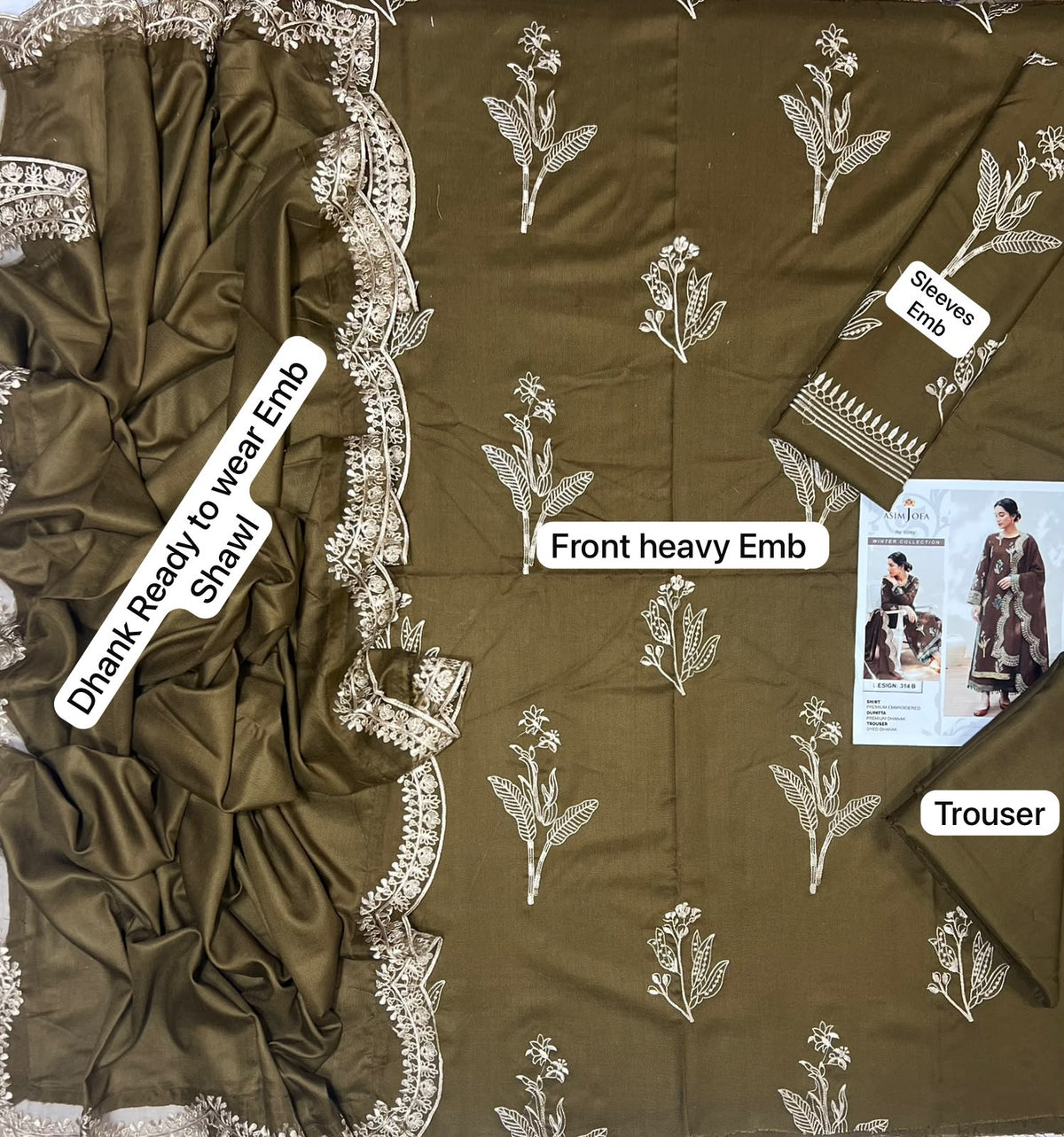 Zellbury Dhanak 3001 embroidered shawl