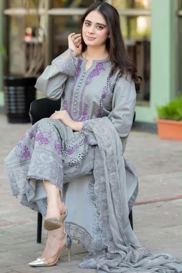 Mushq Dhanak 3003 embroidered suit detail