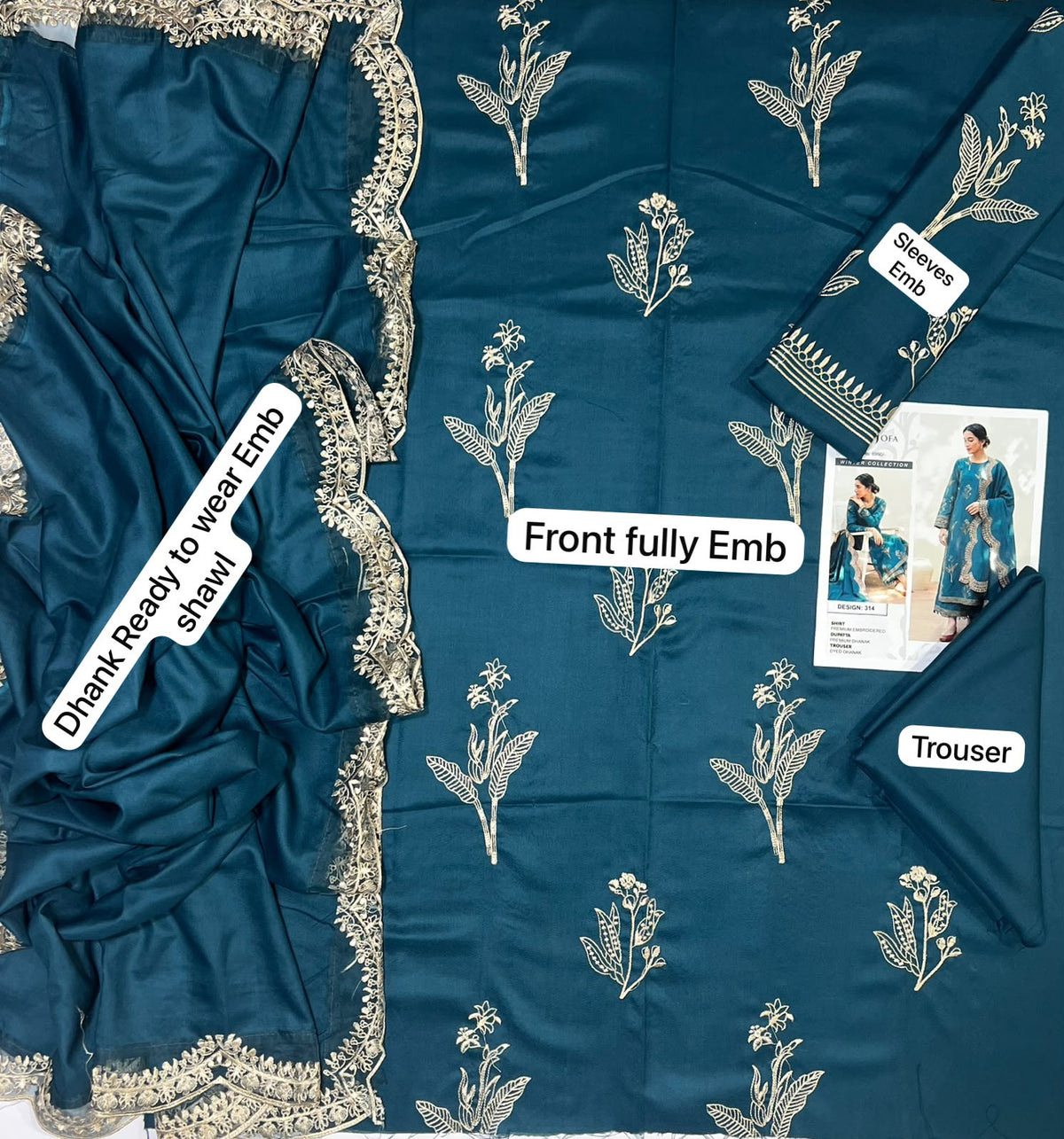 Zellbury Dhanak 3002 embroidered shawl