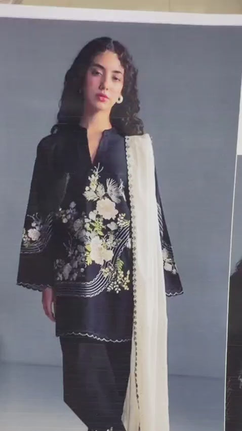Shop the Zara Shahjahan 2686 luxury embroidered Airjet Lawn 3-piece unstitched suit with a soft digital printed Swiss voile dupatta. Order now from IZ Pattern and Place.